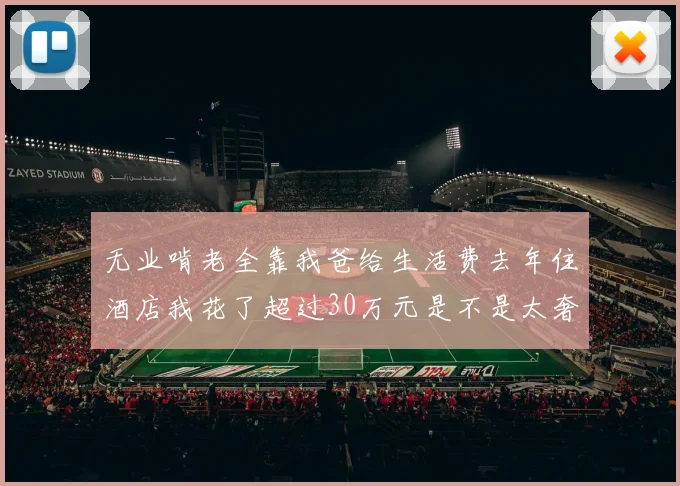 无业啃老全靠我爸给生活费去年住酒店我花了超过30万元是不是太奢侈了